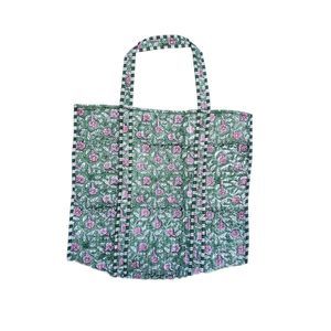 Quilted Cotton Hand Printed Reversible Large Multicolor Cotton Tote :P